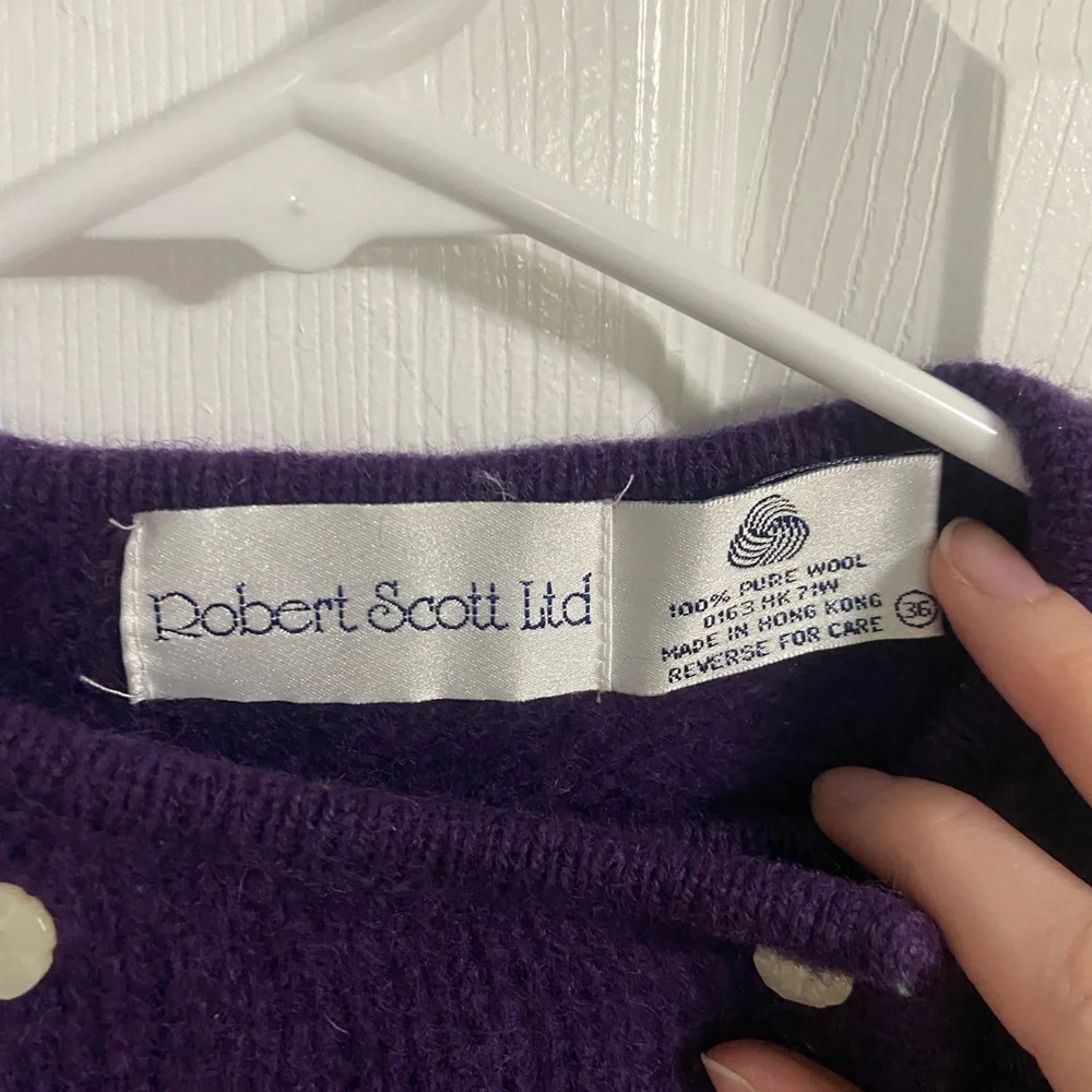 Robert Scott Vintage Wool Flower Button Double Breasted Purple Sweater - Picture 10 of 10